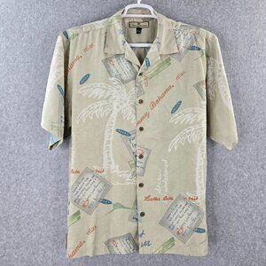 Tommy Bahama Shirt Mens Large Loop Collar Hawaiian Silk Swing Doctor Paradise